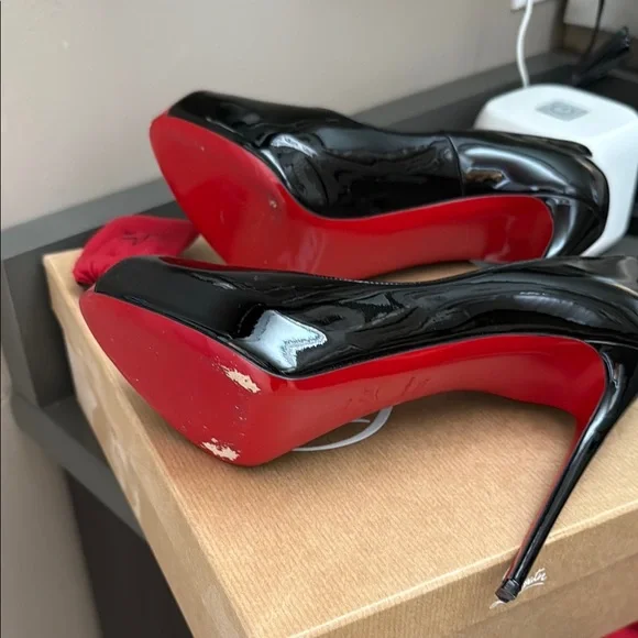 Christian Louboutin Black and Red Stiletto Heels - Picture 5 of 8